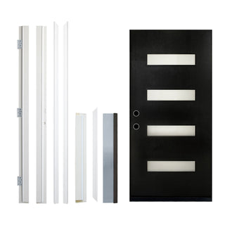 Contemporary Fiberglass Entry Door with Frost Glass