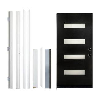 Contemporary Fiberglass Entry Door with Frost Glass