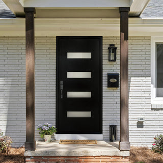 Contemporary Fiberglass Entry Door with Frost Glass