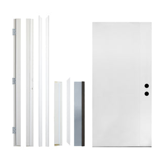 Contemporary Brush Finished Fiberglass Entry Door with Brickmould
