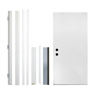 Contemporary Brush Finished Fiberglass Entry Door with Brickmould