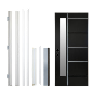 Contemporary Smooth Finished Fiberglass Entry Door