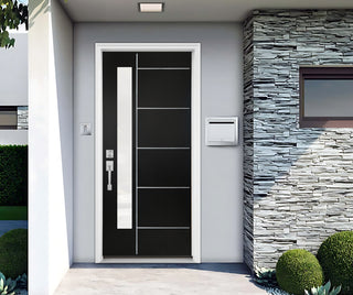 Contemporary Smooth Finished Fiberglass Entry Door