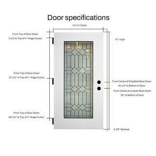 SUMMIT PINES 36 X 80  Left-hand inswing Decorative Fiberglass Prime  Full View Knock-down door