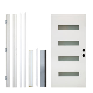 Contemporary Fiberglass Entry Door with Frost Glass