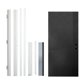 Contemporary Brush Finished Fiberglass Entry Door with Brickmould