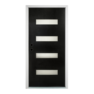 Contemporary Fiberglass Entry Door with Frost Glass