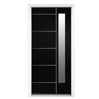 Contemporary Smooth Finished Fiberglass Entry Door