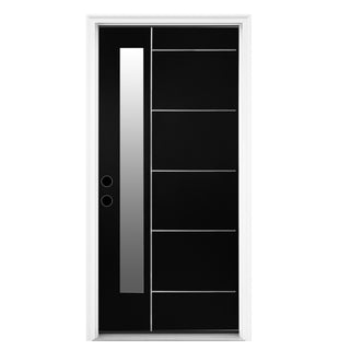 Contemporary Smooth Finished Fiberglass Entry Door