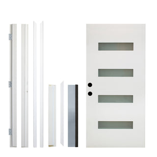 Contemporary Fiberglass Entry Door with Frost Glass
