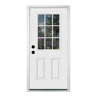 SUMMIT PINES 36 x 80 Fiberglass Entry Door with Brickmould, Primed Wooden Grain,K09
