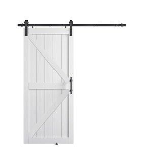 SUMMIT PINES White Barn Door with Water-Resistant PVC Coating, Complete with Sliding Door Hardware Kit.P002
