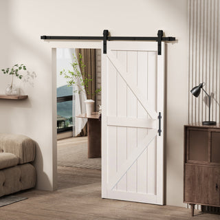 SUMMIT PINES White Barn Door with Water-Resistant PVC Coating, Complete with Sliding Door Hardware Kit.P002