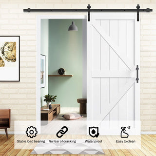 SUMMIT PINES White Barn Door with Water-Resistant PVC Coating, Complete with Sliding Door Hardware Kit.P002