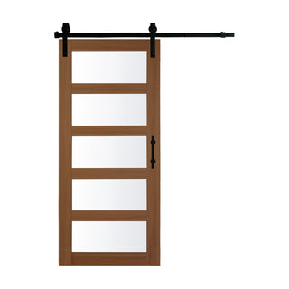 SUMMIT PINES PVC Surface MDF Glass Barn Door with Frosted Glass, Includes Sliding Hardware Kit P011