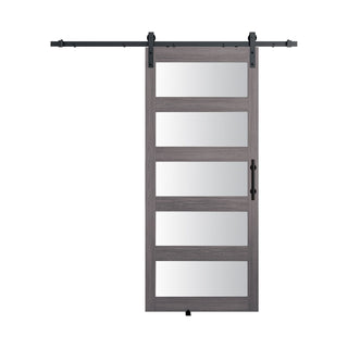 SUMMIT PINES PVC Surface MDF Glass Barn Door with Frosted Glass, Includes Sliding Hardware Kit P011