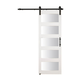 SUMMIT PINES PVC Surface MDF Glass Barn Door with Frosted Glass, Includes Sliding Hardware Kit P011