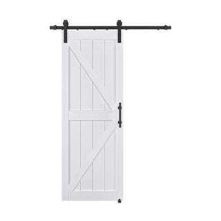 SUMMIT PINES White Barn Door with Water-Resistant PVC Coating, Complete with Sliding Door Hardware Kit.P002