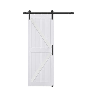 SUMMIT PINES White Barn Door with Water-Resistant PVC Coating, Complete with Sliding Door Hardware Kit.P002