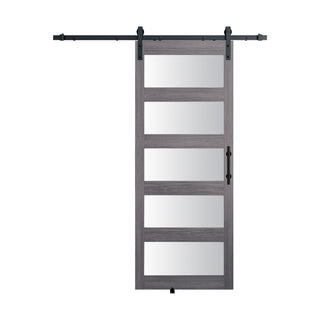 SUMMIT PINES PVC Surface MDF Glass Barn Door with Frosted Glass, Includes Sliding Hardware Kit P011