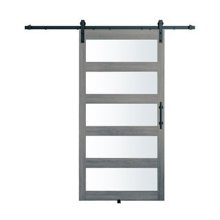 SUMMIT PINES PVC Surface MDF Glass Barn Door with Frosted Glass, Includes Sliding Hardware Kit P011