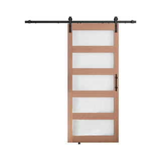 SUMMIT PINES PVC Surface MDF Glass Barn Door with Frosted Glass, Includes Sliding Hardware Kit P011