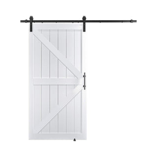 SUMMIT PINES White Barn Door with Water-Resistant PVC Coating, Complete with Sliding Door Hardware Kit.P002