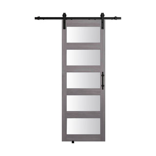 SUMMIT PINES PVC Surface MDF Glass Barn Door with Frosted Glass, Includes Sliding Hardware Kit P011