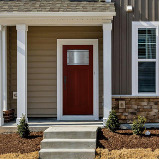 SUMMIT PINES 36 x 80 Fiberglass Entry Door Knock-Down with Patina Caming Glass,Inswing Hand, K03