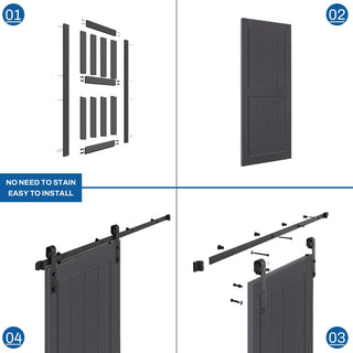 SUMMIT PINES Barn Door with Sliding Door Hardware Kit, Covered with Water-Resistant PVC Surface, P001