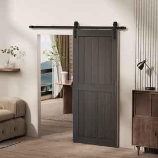 SUMMIT PINES Barn Door with Sliding Door Hardware Kit, Covered with Water-Resistant PVC Surface, P001