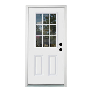 SUMMIT PINES 36 x 80 Fiberglass Entry Door with Brickmould, Primed Wooden Grain,K09