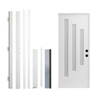Contemporary Fiberglass Entry Door with Frost Glass