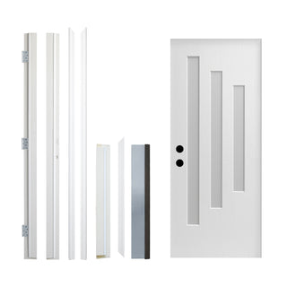 Contemporary Fiberglass Entry Door with Frost Glass