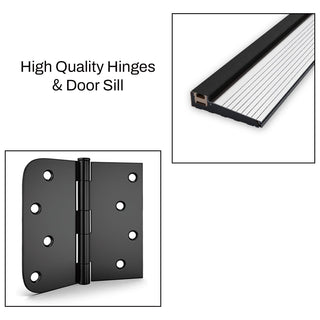 SUMMIT PINES 36 x 80 Fiberglass Entry Door with Brickmould, Blinds, High Quality Vinyl Frame, Primed Wooden Grain K017-36BWL