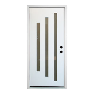 Contemporary Fiberglass Entry Door with Frost Glass