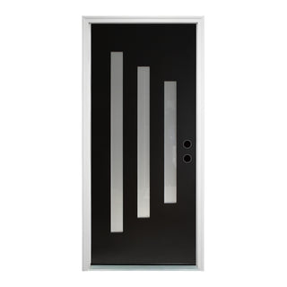 Contemporary Fiberglass Entry Door with Frost Glass