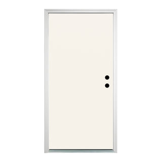 Flush Smooth Primed Fiberglass Entry Door with Brickmould