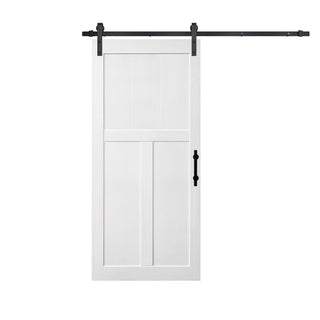 SUMMIT PINES White Barn Door with Water-Resistant PVC Coating, Complete with Sliding Door with Hardware Kit, P005-BW